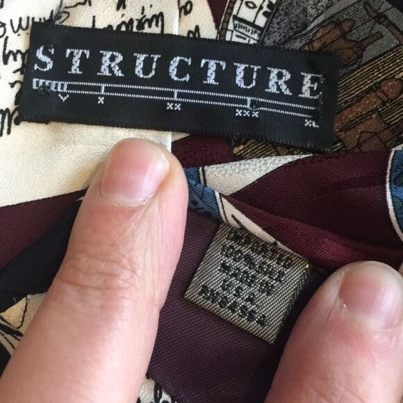 Structure Airplanes Ships Suitcases Letters Travel Tie Cream Blue - Picture 4 of 5